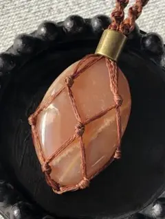 【オレンジムーンストーン(2)】天然石入れ替え可能 紐ネックレス GM348