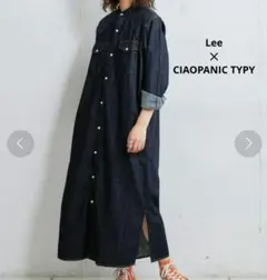 【美品】Lee✕CIAOPANIC バンドカラー デニムロングワンピース マキシ