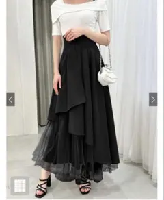 グレイル チュールドッキングフレアスカート pm379 ブラック