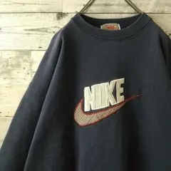 希少デザイン☆90s USA製 ナイキ 刺繍 センターロゴ スウェット XL
