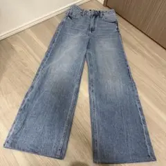 H&M ハイウエストワイドデニム 32