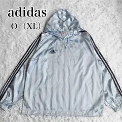 【90s・希少】adidas ナイロンパーカー　万国旗タグ　水色　XL相当