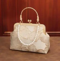 パーティーバッグ　結婚式　ドレス　着物　ゴールド　パール　ハンドバッグ