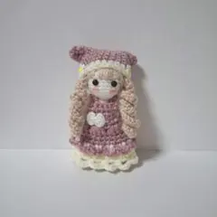 ハンドメイド】あみぐるみ 女の子 着せ替え おしゃれ リボン パープル