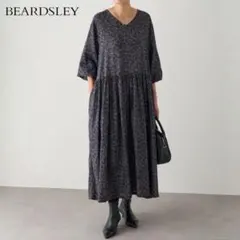 BEARDSLEY ビアズリー　リーフプリントギャザーワンピース　花柄　洗えるのサムネイル