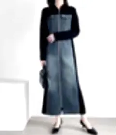 【新品】ABITOKYO 人気即完売デニムドッキングワンピース L