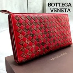 レア✨ ボッテガヴェネタ レザー パイソン　イントレチャート Wホック 長財布