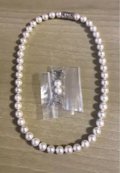 ホワイトパールネックレス 42.0センチ　イヤリング　セット　パール