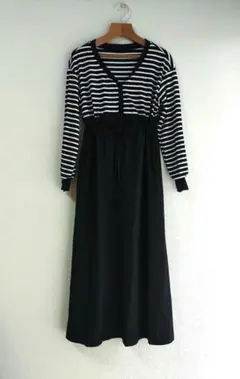 FRIFUL ストライプロングワンピース Vネック 長袖　Sサイズ