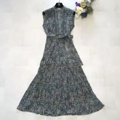 美品✨フレイアイディー プリーツロングワンピース ペチコート 付きリボン M