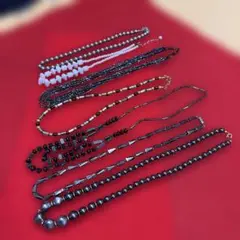 多層ビーズネックレス 黒 ゴールドトーン