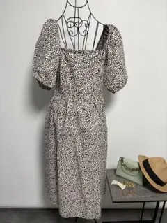 H&M フラワープリント パフスリーブ ロングスカート　XL 【13号】のサムネイル