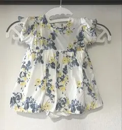 petitmain 花柄ロンパース　青