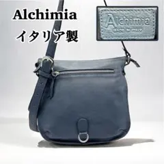 Y2K Alchimia レザー 本革 ショルダーバッグ イタリア製 ネイビーのサムネイル