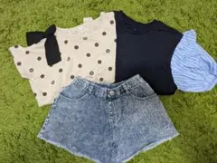 キッズ服 3点セット 130cm Tシャツとデニムショートパンツ