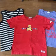 ミキハウス 半袖Tシャツ クマさん刺繍 レッド 100cmタンクトップ２枚のサムネイル