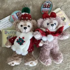 ダッフィー＆シェリーメイ クリスマスぬいぐるみバッヂ