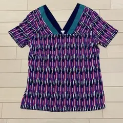 LAURA ASHLEY■ローラアシュレイ■マルチカラー Vネック■半袖トップス
