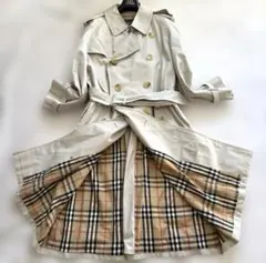 人気✨バーバリー ベルト付 トレンチコート ノバチェック ベージュ　ダブル