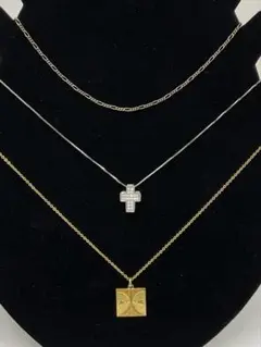 50.73【ネックレス　3本セット】シルバー925 十字架　ヴィンテージ