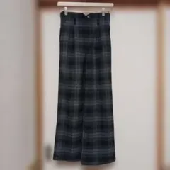 グレー系チェック ワイドパンツ