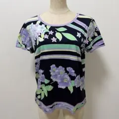 最終価格レオナール カンカン 半袖カットソー 花柄 大きいサイズLL