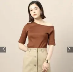 Beauty&Youth コットンリブワンショルダーカットソー