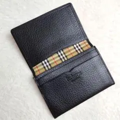 BURBERRY ブラックレザーノバチェック 名刺入れ - メルカリ