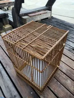 木製・竹製 鳥籠 昭和レトロ 伝統工法 あられ組 鳥かご オブジェ DIY素材のサムネイル