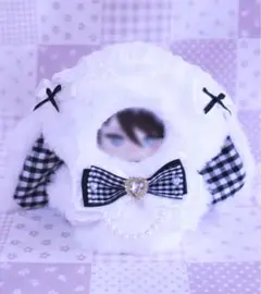 ぬいぐるみ ぬい服 着ぐるみ 10cmサイズ ギンガムチェック たれうさみみ 黒