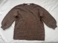 今季新作　ブラウン Vネック 長袖ニットセーター