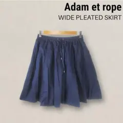 美品 adam et rope ワイドプリーツスカート 紺 M〜L アダムエロペのサムネイル