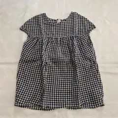 無印良品　麻100% キッズ　トップス　140.150 ギンガムチェック