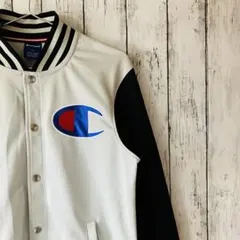 【美品】チャンピオン ワッペンロゴ スナップボタン スタジャン バイカラー L