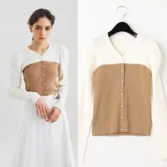 グレースコンチネンタル　バイカラーリブニットトップ　36