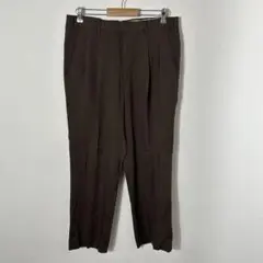 スラックス ツータック ワイドパンツ センタープレス ブラウン