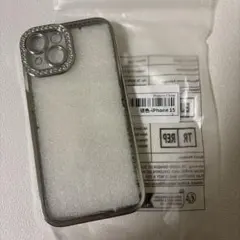 iPhone 15用 ラインストーン付きケース シルバー