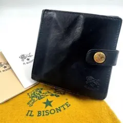 ✨付属品完備✨イルビゾンテ 二つ折り財布 ブラック 本革 レザー ダブルホックのサムネイル