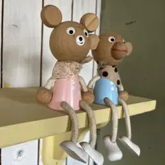 北欧　木のおもちゃ　くま　さる　2個セット