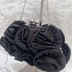 【スウィートビースト】パーティバッグ 黒バラ がま口 ローズモチーフ 3way