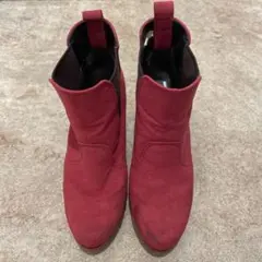 エスペランサ　赤 スエード サイドゴアブーティ ヒール10cm