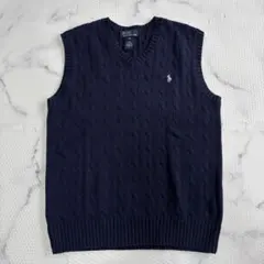 ✨美品✨ ポロラルフローレン　紺　ケーブルニットベストM