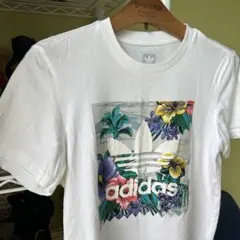 adidas アロハ柄　Tシャツ 白　Sのサムネイル