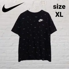 ナイキ NIKE 総柄ロゴ Tシャツ 黒 XL 半袖
