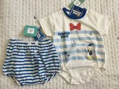 新品未使用　ディズニー　ドナルド　ロンパース　ブルマ　2点セット