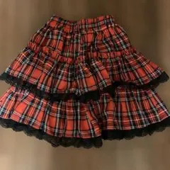赤黒 チェック スカート フリル ロック パンク V系 y2k