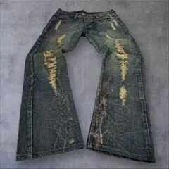 00s【K•U•I】flare denim pants/Y2K/swag/金ラメのサムネイル