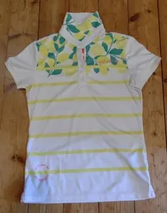 美品⭐️and per se   アンパスィ 半袖ポロシャツ ストライプ レモン