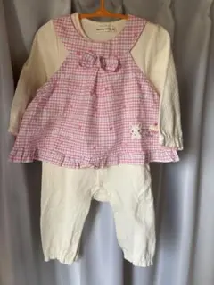 ピンクチェックロンパース