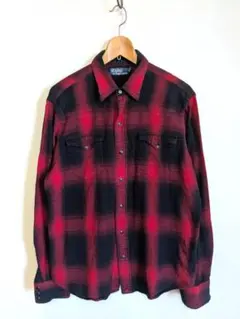 90's ポロバイラルフローレン オンブレチェックネルシャツ RRL M